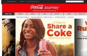 Picture of Coca-Cola's home page