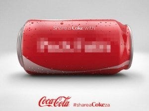 Coke bottle with blurred text