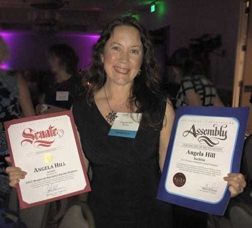 AngelaWoIAwardSM Angela Hill Receiving Awards