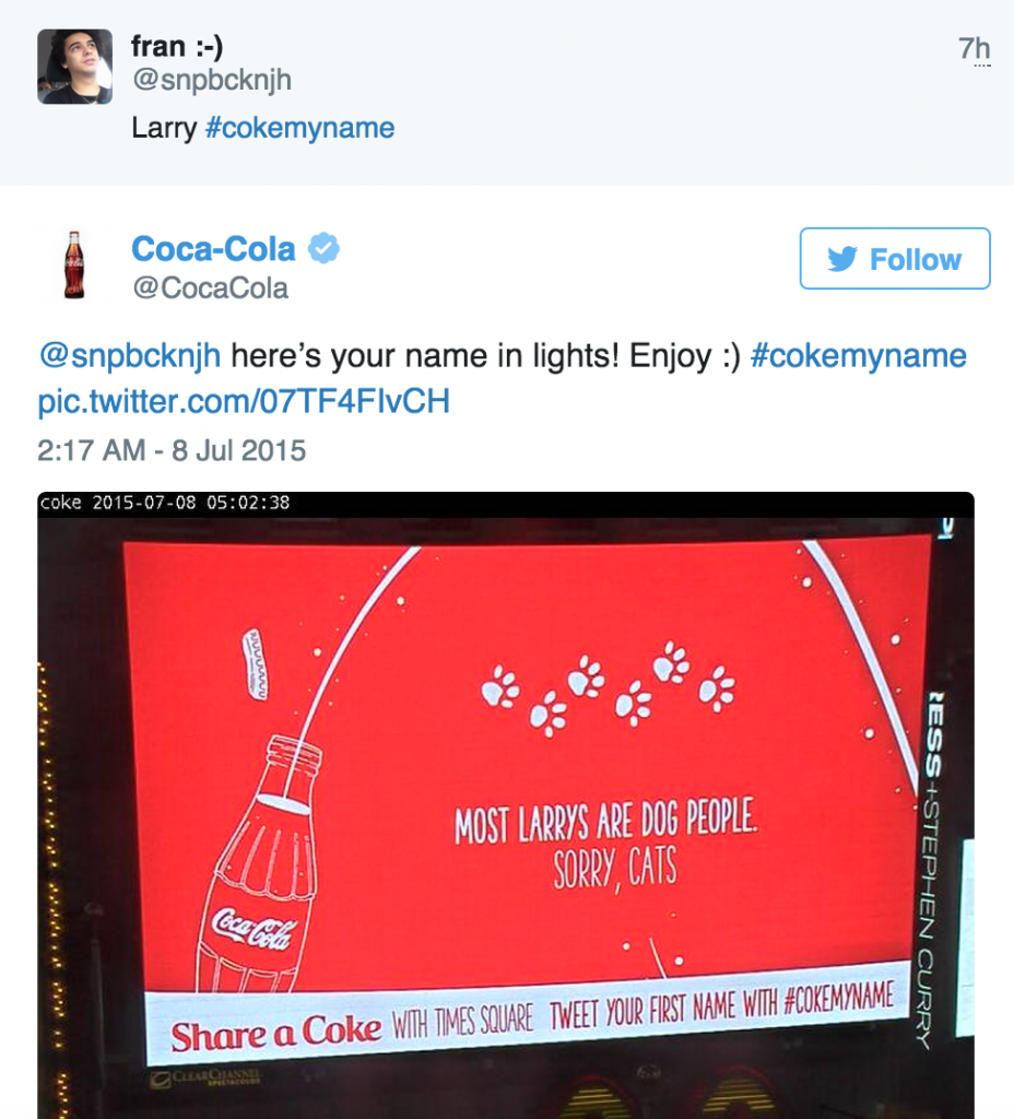 Example of Coke Billboard Campaign