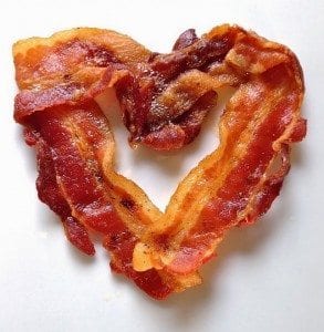 Bacon shaped like a heart