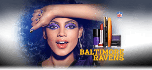 CoverGirl ad using Baltimore Ravins' colors