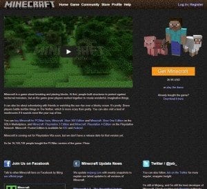 Screenshot of the Minecraft Website
