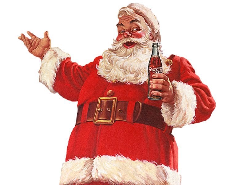 stuffed santa holding coke bottle